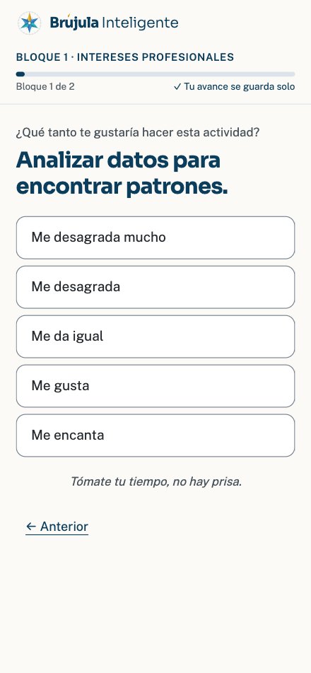 Pantalla de la app con una pregunta y un mensaje de apoyo