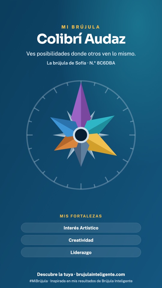 Tarjeta Mi Brújula de ejemplo: Colibrí Audaz